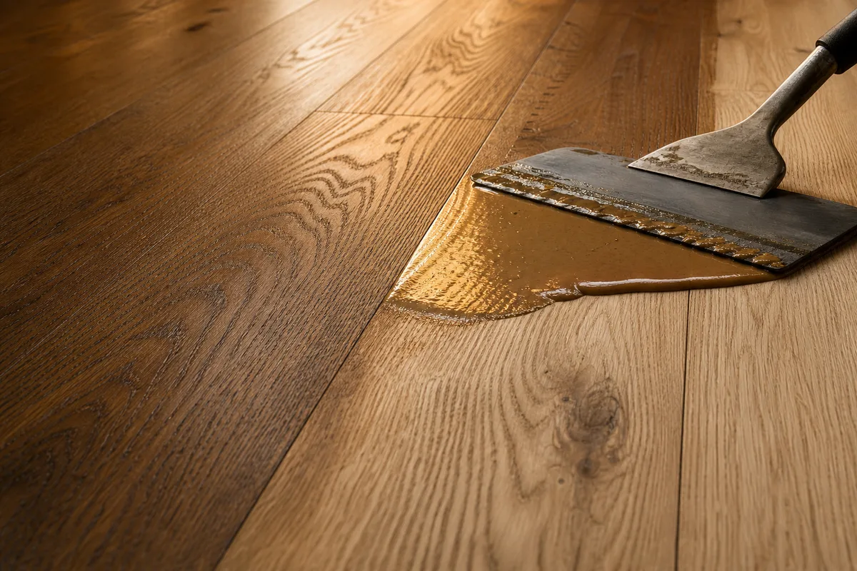 Saturation à l’huile d’un parquet en chêne, application à la spatule