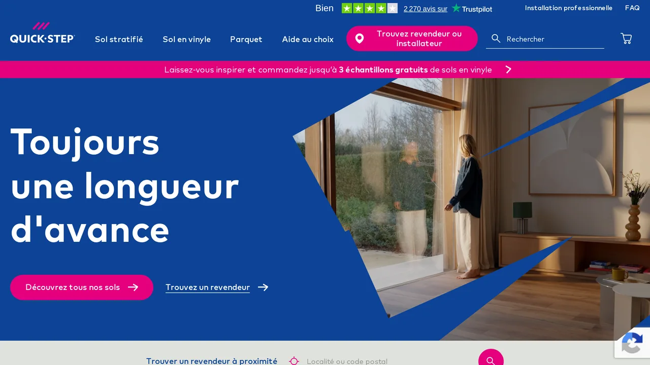 Capture de la page d’accueil du site de Quick-Step