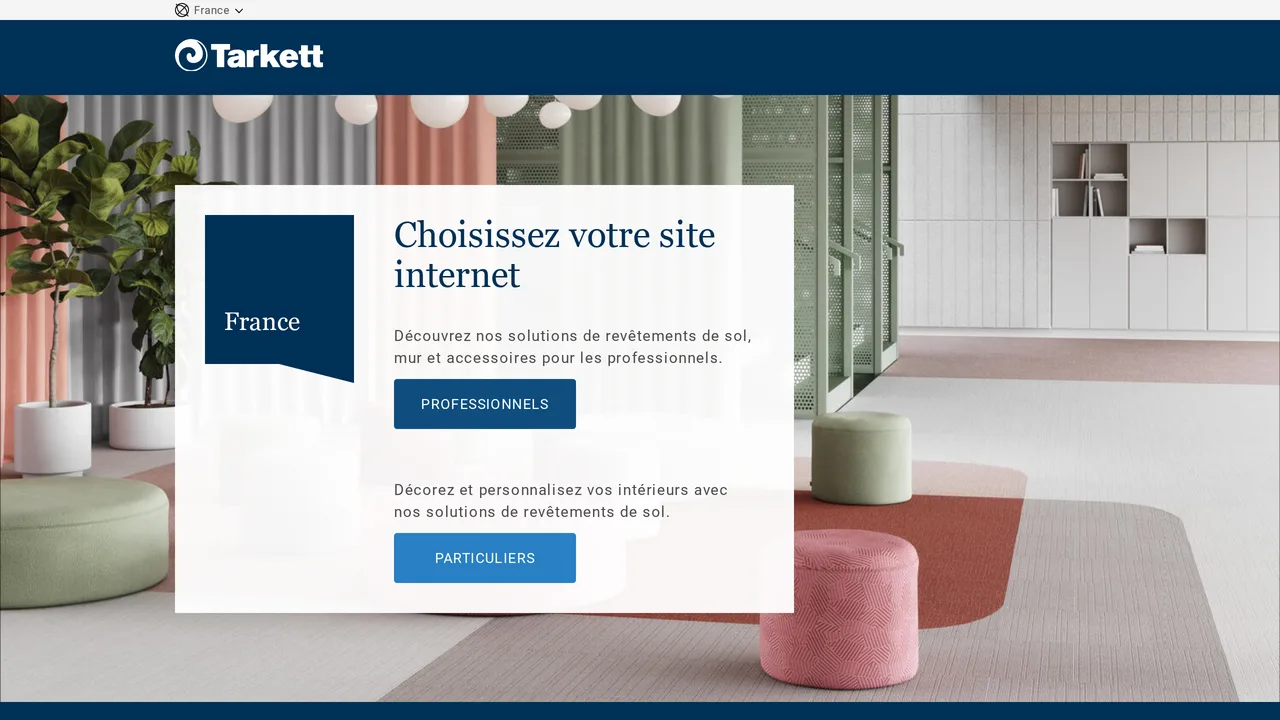 Capture de la page d’accueil du site de Tarkett